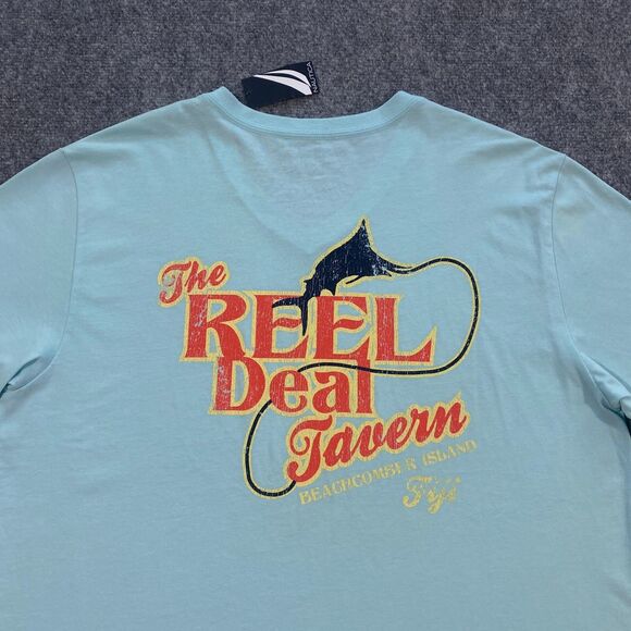 Nautica Reel Deal Tavern V-Neck Shirt Adult Medium Blue Beachcomber Island Fiji - Picture 6 of 16